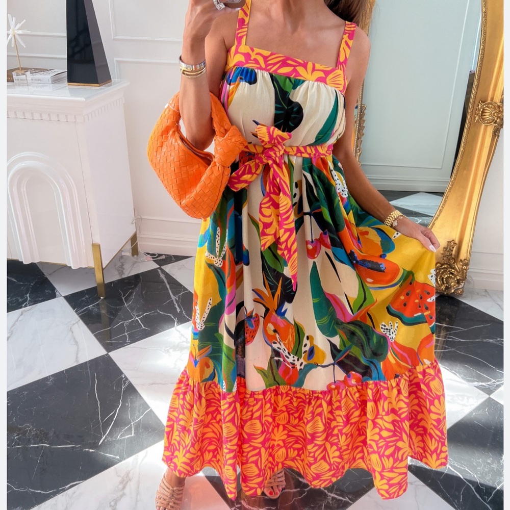 Palms Away- Red Dress Boutique- Colorful Floral Maxi Dress